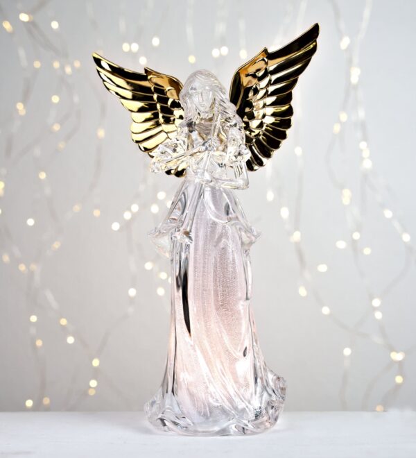 Dekoration Weihnachtslicht Engel mit LED Licht und Goldflügel