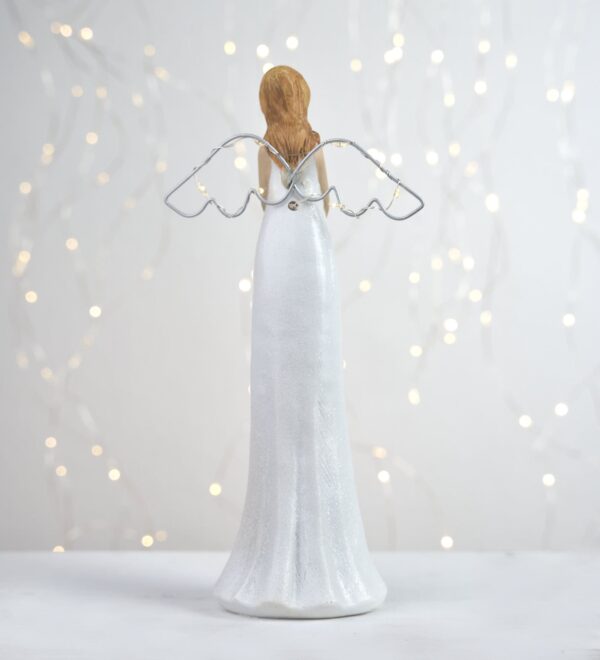 Poly-Engel LED-Flügel weiß silber